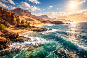 Blick auf die Küste von Akupara